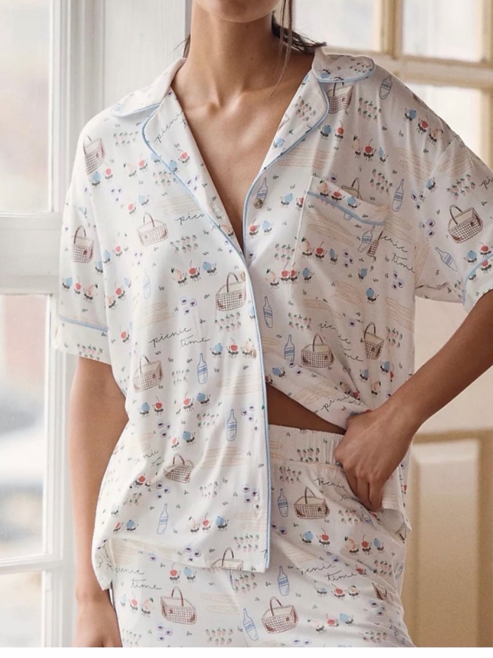 Anthropologie Lyrebird Portice Studio Picnic-Print Cotton Sleep Shorts boxer